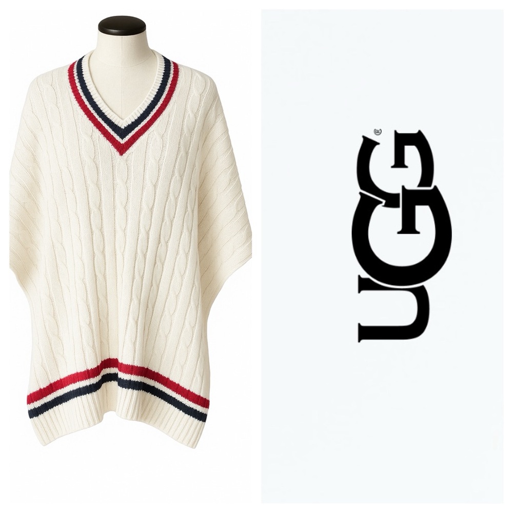 UGG Cream Weslynn V-Neck Poncho Sweater